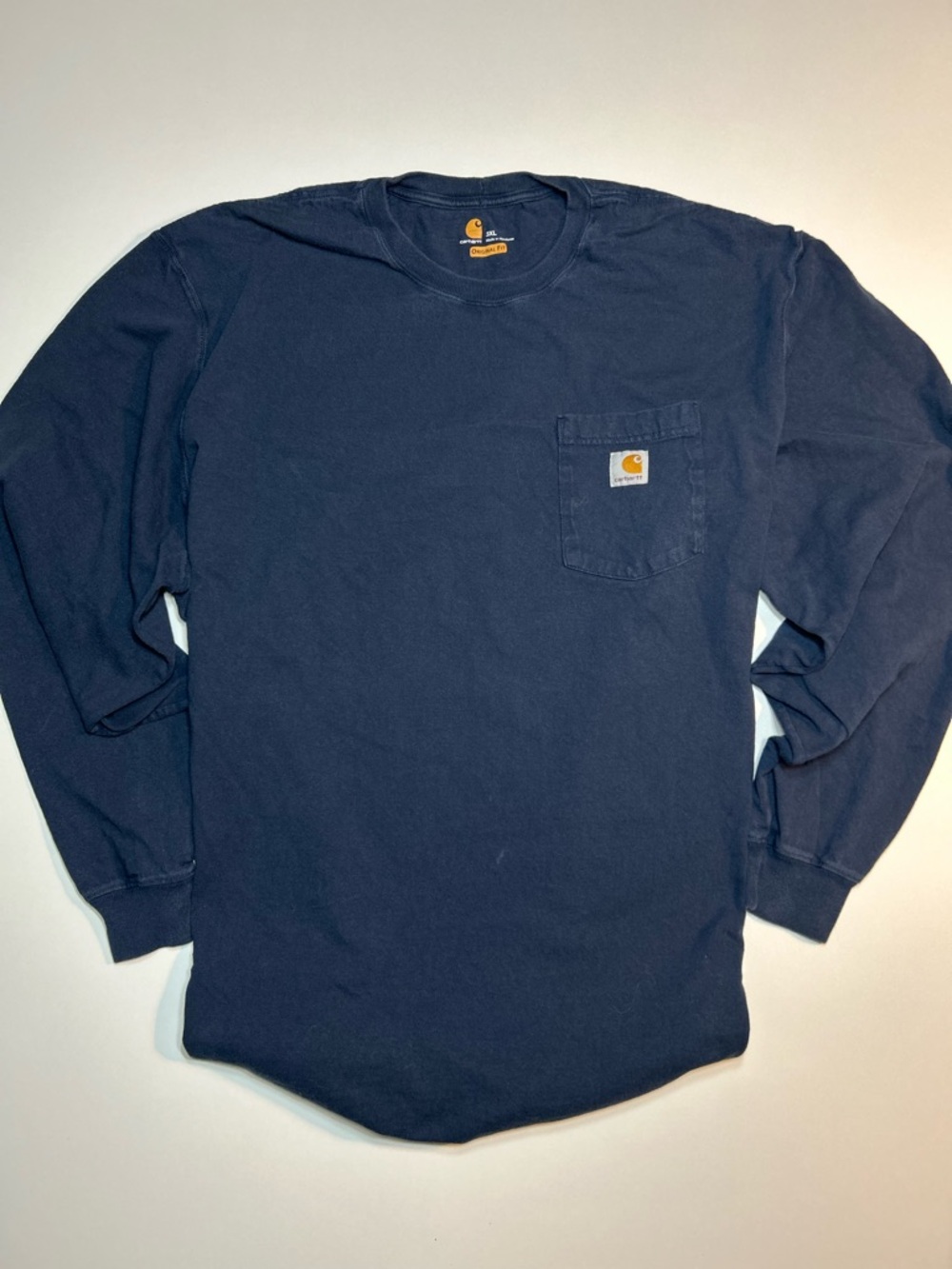 Carhartt Loose Fit Heavyweight Long Sleeve Pocket T-Shirt Dark Navy